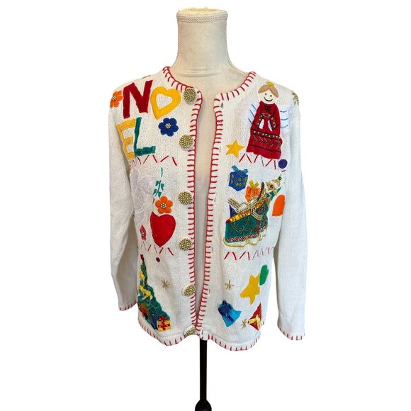 Festive Cardigan with Holiday Embroidery - Picture 1 of 12